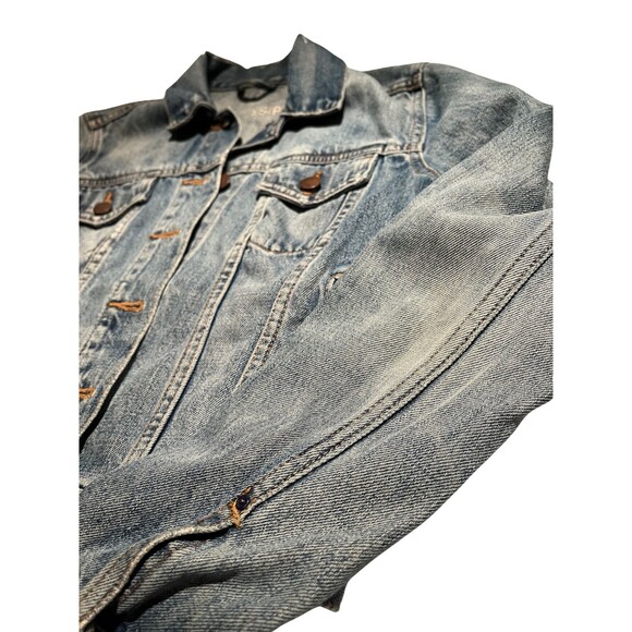 Women's GAP‎ 1969 Distressed Faded Classic Blue Jean Denim Jacket Coat XS Petite - Picture 5 of 10